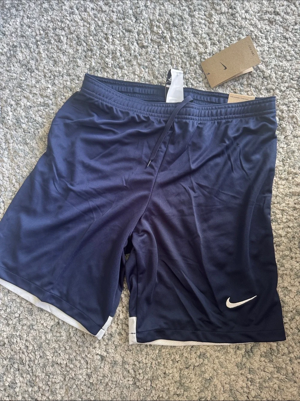 Nike Navy Athletic Shorts with White Swoosh